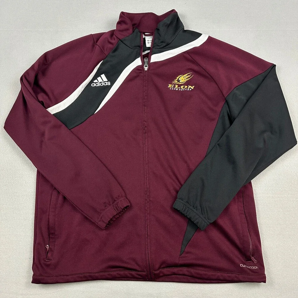 Elon Phoenix Jacket Men Medium Maroon Adidas 1/4 Zip Club Soccer Pullover NCAA M